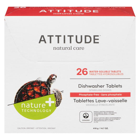 ATTITUDE DISHWASHER TABLETS SPARKLING, 6 X 416 G