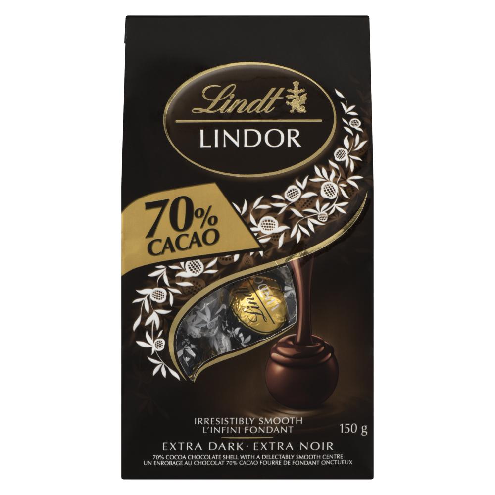 LINDOR SACHET CHOCOLATE 70% COCOA, 18 X 150 G
