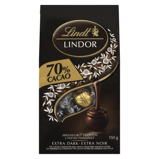 LINDOR SACHET CHOCOLATE 70% COCOA, 18 X 150 G