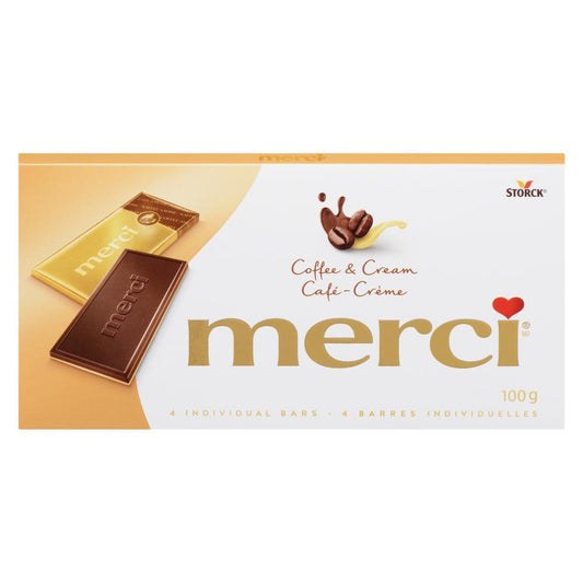 MERCI COFFEE & CREAM CHOCOLATE BAR, 15 X 100 G