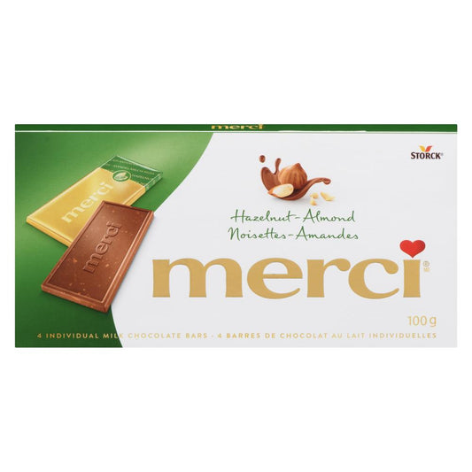 MERCI ALMOND & HAZELNUT CHOCOLATE BAR, 15 X 100 G