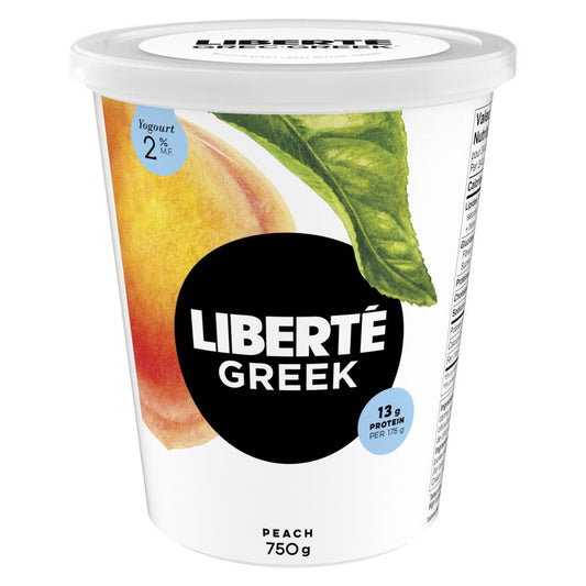 LIBERTE GREEK YOGURT 2% PEACHES, 6 X 750 G