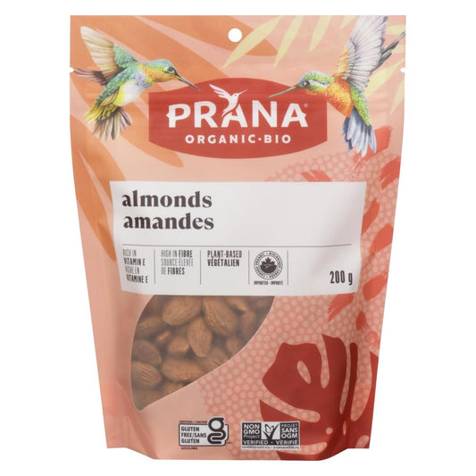 PRANA RAW ALMONDS ORGANIC, 6 X 200 G