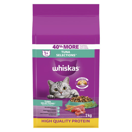 WHISKAS CAT FOOD DRY TUNA, 6 X 2 KG