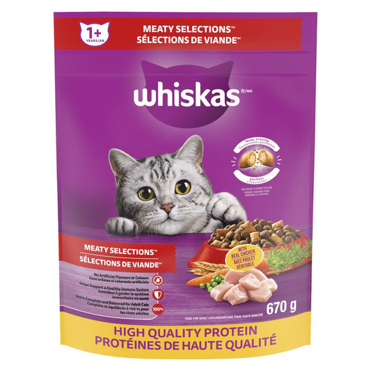 WHISKAS CAT FOOD SALT MEAT, 12 X 670 G