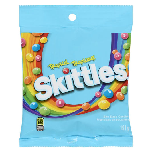 SKITTLES TROPICAL FRUIT CANDY, 12 X 191 G