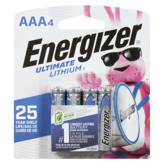 ENERGIZER ULTIMATE LITHIUM AAA4 BATTERIES, 12 X 1 UN