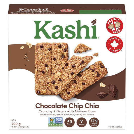 KASHI, QUINOA CRUNCH CHOC CHIP BARS, 12 x 200 G