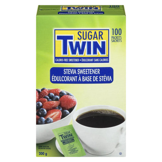 SUGARTWIN STEVIA 100 PACKETS, 12 X 200 G