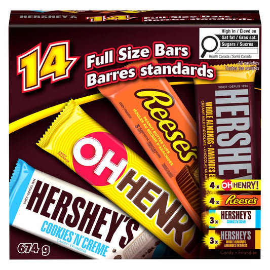 HERSHEY MULTI-PACK CHOCOLATE BARS (14 COUNT), 20 X 674 G