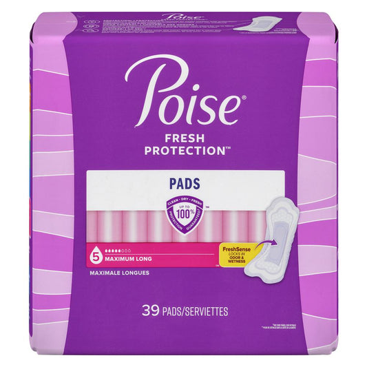 POISE MAXIMUM ABSORBENCY LONG LENGTH, 2 X 39 X 1 UN