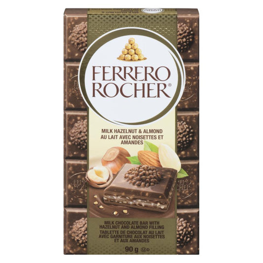 FERRERO CHOCOLATE BAR WITH ALMOND, 8 X 90 G