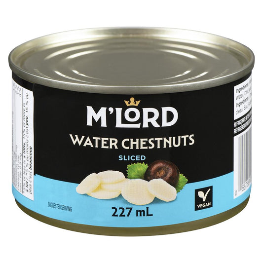 MLORD SLICED WATER CHESTNUTS, 12 X 227 ML