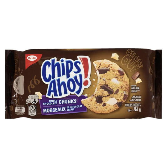 CHRISTIE CHOCOLATE TRIPLE CHIP AHOY COOKIES, 12 X 251 G