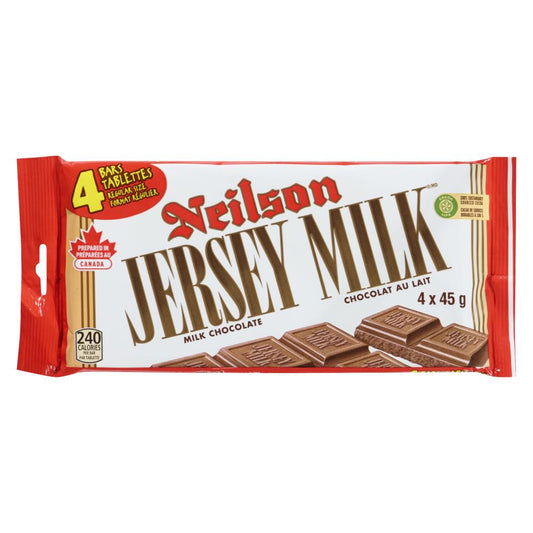 NEILSON JERSEY MILK CHOCOLATE BAR, PACK OF 4, 24 X 4 X 45 G