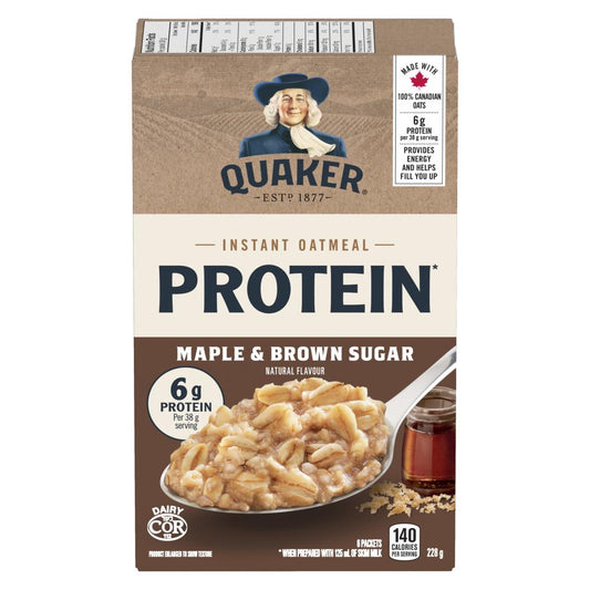 QUAKER OATMEAL MAPLE BROWN SUGAR PROTEIN, 6 X 228 G