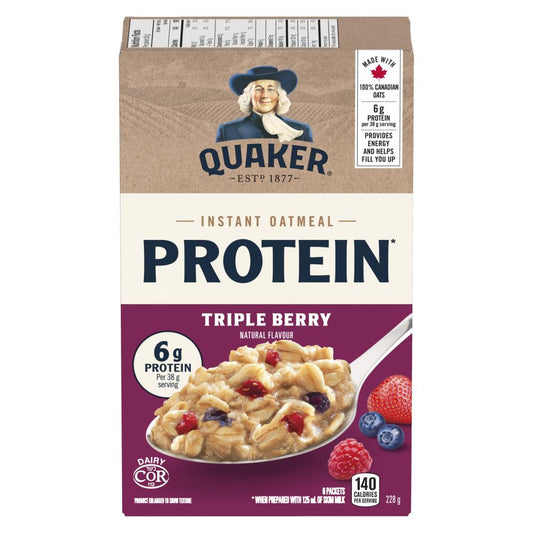 QUAKER THREE FRUIT PROTEIN OATMEAL, 12 X 228 G