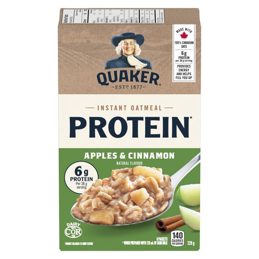 QUAKER APPLE CINNAMON PROTEIN OATMEAL, 6 X 228 G