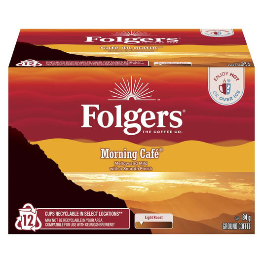 FOLGERS MORNING BLEND COFFEE 12 K-CUPS, 6 X 84 G