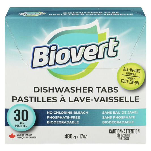 BIOVERT DISHWASHER TABLETS 30 PCS, 6 X 480 G