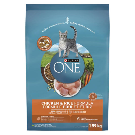 PURINA ONE CAT FOOD CHICKEN & RICE, 4 X 1.59 KG