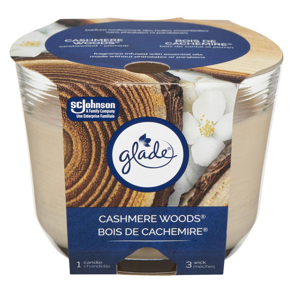 GLADE CASHMERE WOOD POT CANDLE, 3 X 1 UN