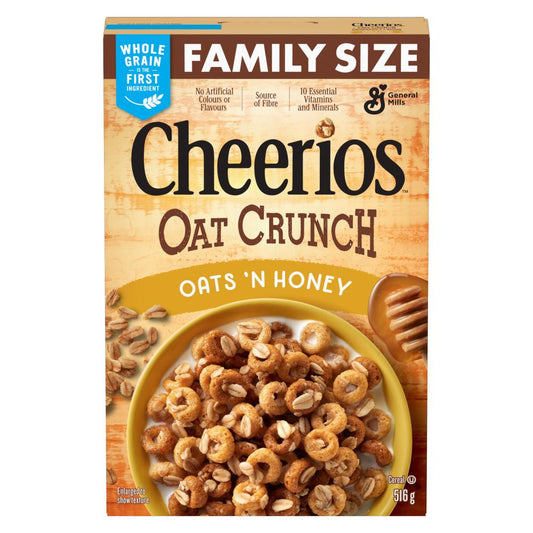 GENERAL MILLS CHEERIOS CEREAL WITH REAL HONEY FAMILY SIZE, 12 X 516 G