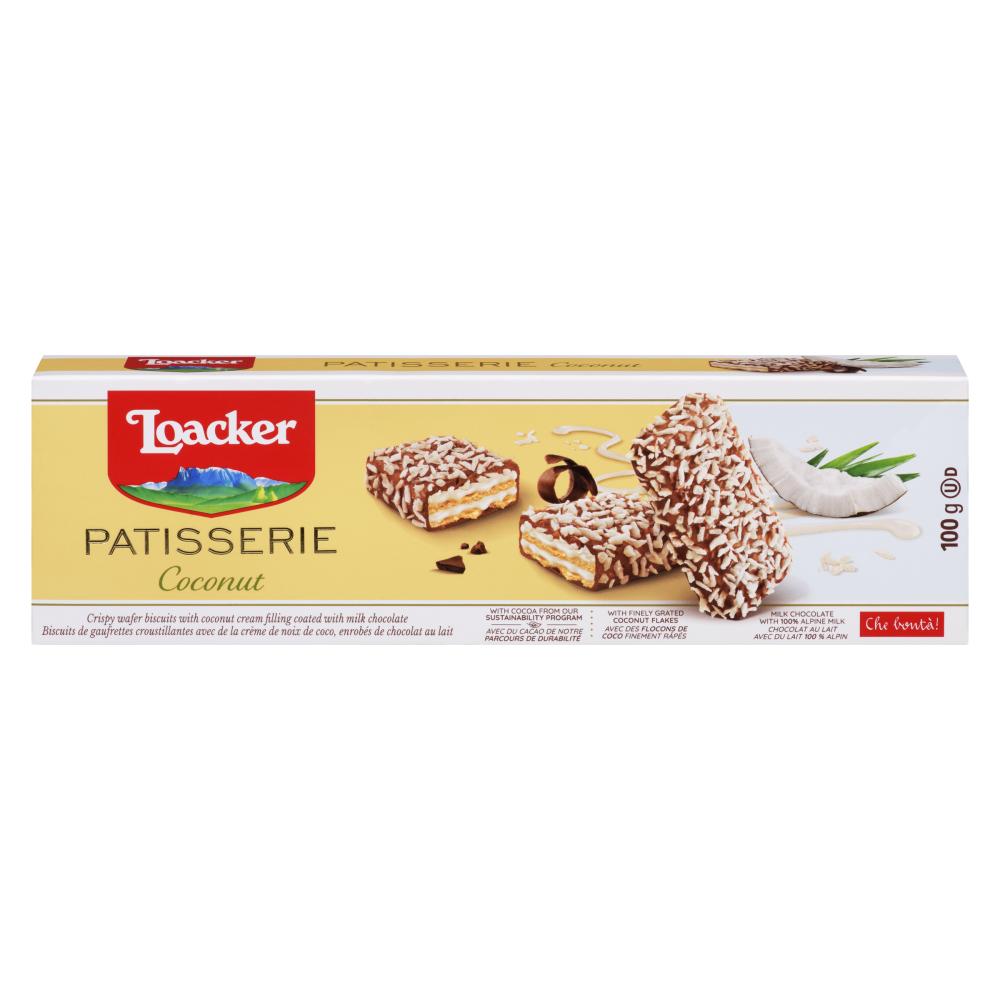 LOACKER MILK CHOCOLATE COCONUT BISCUITS, 12 X 100 G