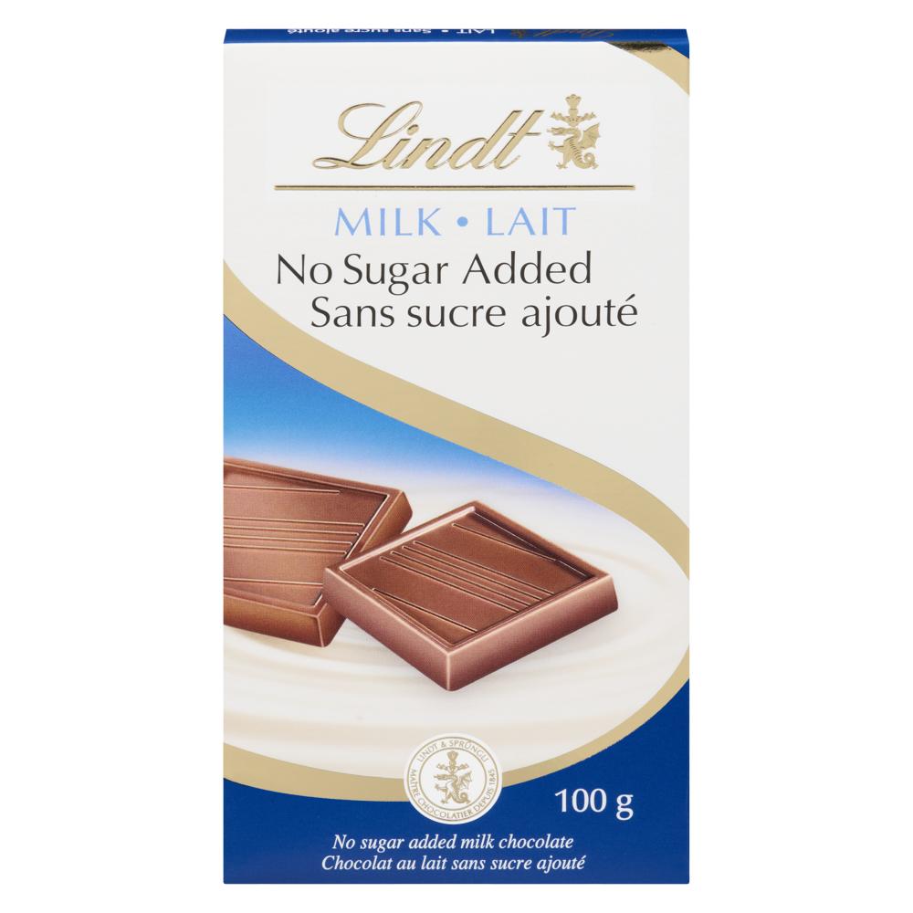 LINDT NO SUGAR ADDED MILK CHOCOLATE, 16 X 100 G