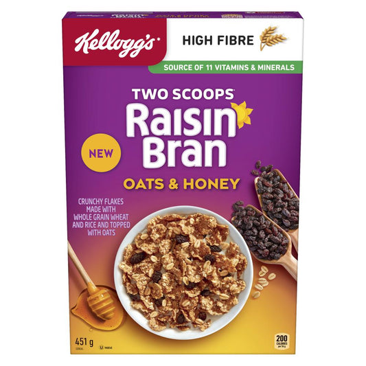 KELLOGG'S RAISIN BRAN HONEY, 10 X 451 G