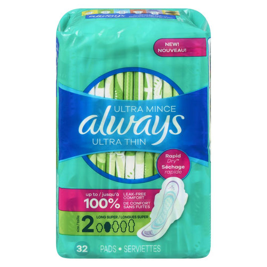 ALWAYS ULTRA THIN LONG WINGS SIZE 2, 3 X 32 UN
