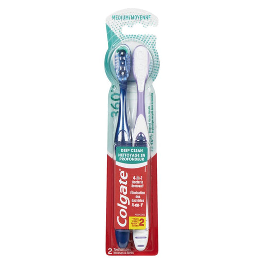 COLGATE 360 MEDIUM DOUBLED TOOTHBRUSH, 6 X 2 UN