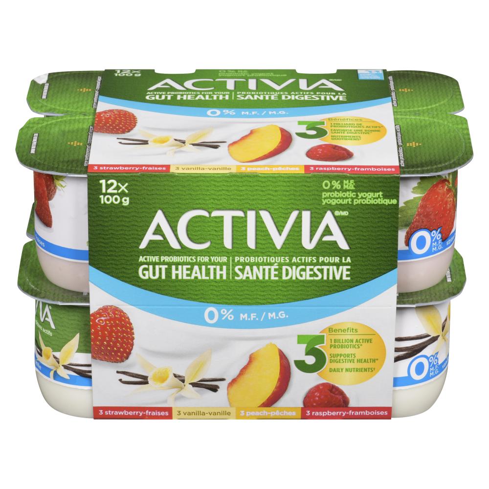 ACTIVIA YOGURT BLUEBERRY VANILLA PEACH, 4 X 12 X 100 G