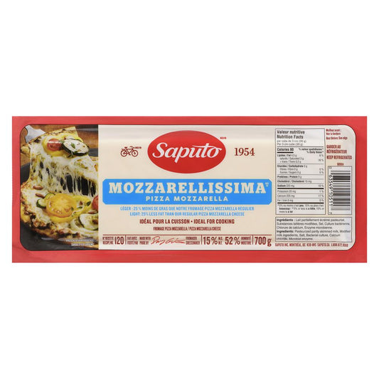 SAPUTO MOZZARELLA CHEESE 15% MILK FAT, 12 X 700 G