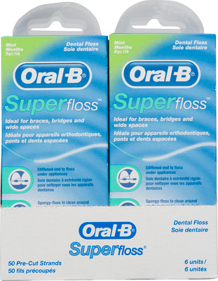 ORALB DENTAL FLOSS SUPER MINT, 6 X 50 UN