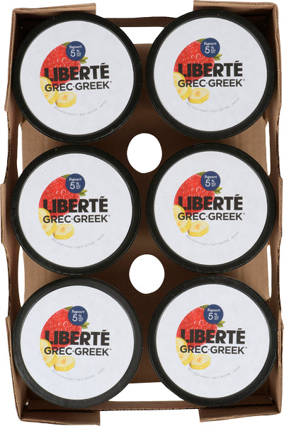 LIBERTE GREEK YOGURT 5% STRAWBERRY BANANA, 6 X 650 G