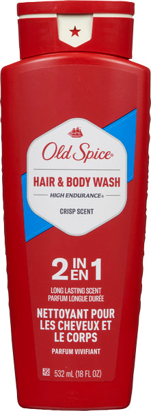 OLD SPICE BODY WASH SHAMPOO, 4 X 532 ML