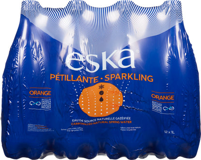 ESKA, ORANGE CARBONATED BOTTLE SPRING WATER, 12 X 1 L