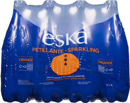 ESKA, ORANGE CARBONATED BOTTLE SPRING WATER, 12 X 1 L