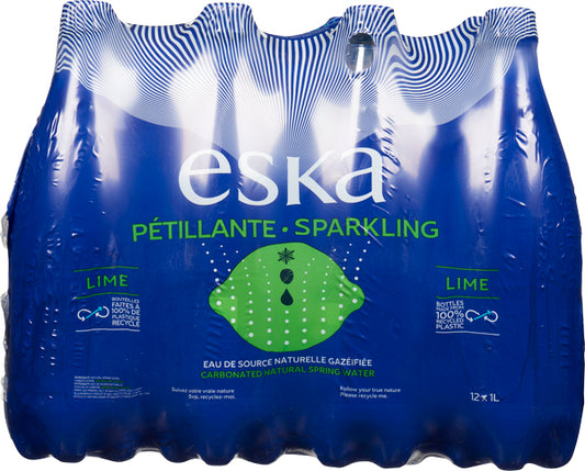 ESKA, LIME CARBONATED BOTTLE SPRING WATER, 12 X 1 L
