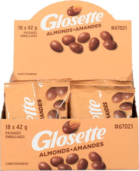 GLOSETTE CHOCOLATE COVERED ALMONDS, 18 X 42 G
