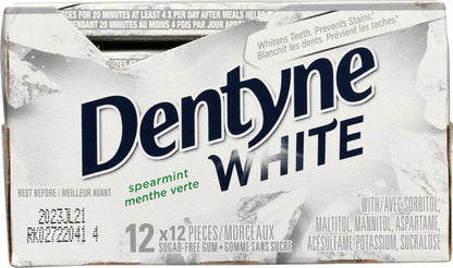 DENTYNE GUM WHITE SPEARMINT, 12 X 12 UN