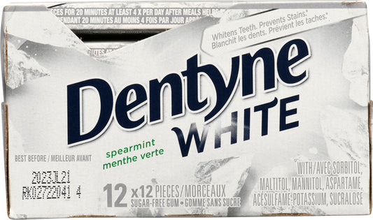 DENTYNE GUM WHITE SPEARMINT, 12 X 12 UN