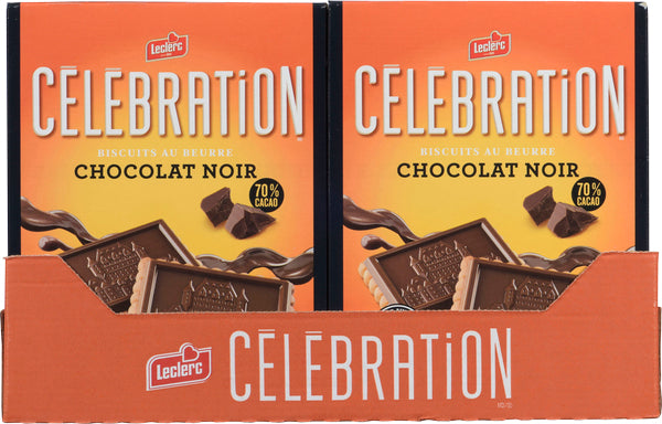LECLERC CELEBRATION DARK CHOCOLATE TABLET COOKIE, 12 X 240 G