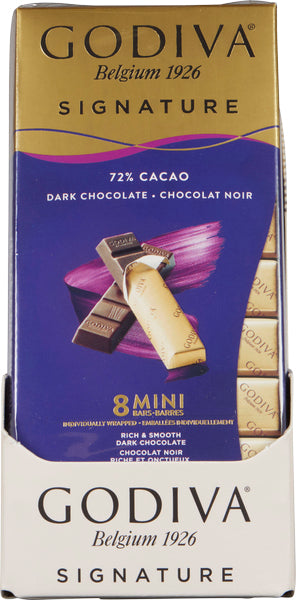 GODIVA DARK CHOCOLATE MINI TABLET 72%, 24 X 90 G