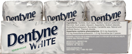 DENTYNE GUM SPEARMINT WHITE SUGAR-FREE, 6 X 60 UN