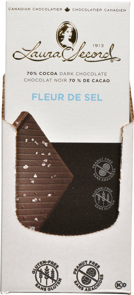 LAURA SECORD 70% COCOA CHOCOLATE WITH FLEUR DE SEL (SEA SALT), 12 X 100 G