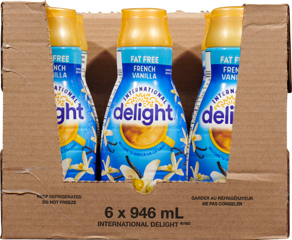 INTERNATIONAL DELIGHT COFFEE VANILLA FRENCH SUGAR, 6 X 946 ML