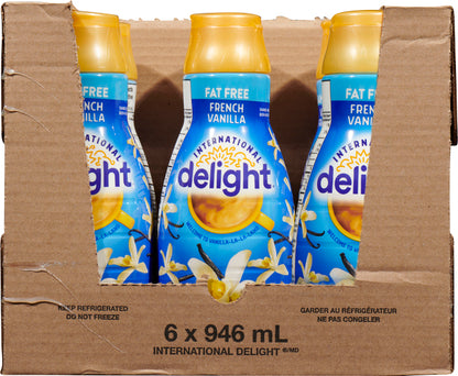 INTERNATIONAL DELIGHT COFFEE VANILLA FRENCH SUGAR, 6 X 946 ML