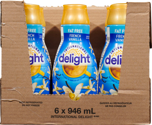 INTERNATIONAL DELIGHT COFFEE VANILLA FRENCH SUGAR, 6 X 946 ML